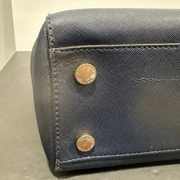 Michael Kors Kellen Medium Satchel Navy Blue Saffiano Leather Gold Hardware - Picture 7 of 15